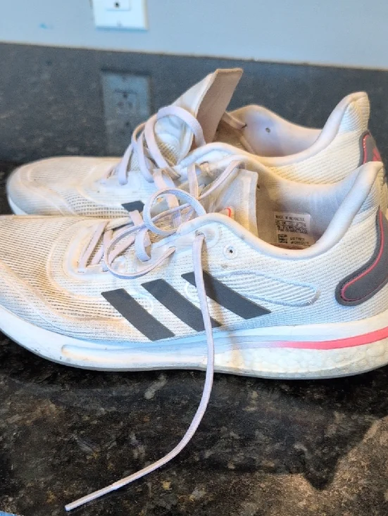 adidas White Mesh Sneakers w/ Coral Accents And Skechers Memory Foam B/W - Picture 4 of 10